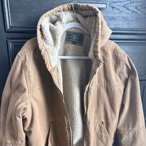 G.H BASS & Co MENS SHERPA LINED HOODED CANVAS WORKWEAR JACKET